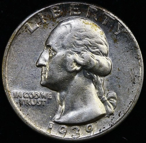 1939-D Washington Quarter - 90% Silver U.S. Coin ALMOST UNCIRCULATED #F2