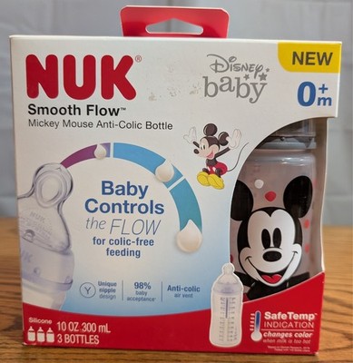 Disney Baby NUK Smooth Flow Mickey Mouse Anti-Colic 10 Oz Bottle 3 Pack