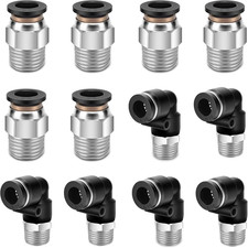 12 Pcs Push to Connect Fittings 5/16 Inch  Tube OD x 1/4 Inch NPT Thread   