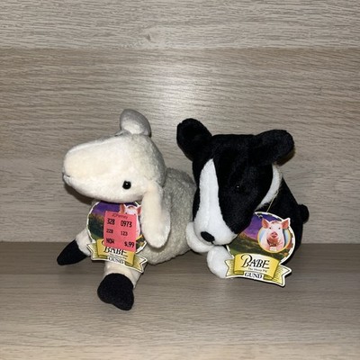 VTG 1998 The Sheep-Pig Babe GUND 5'' Fly & Mama Stuffed Animals Lot (NOS)