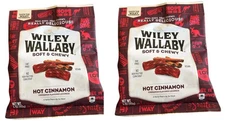 2 X Wiley Wallaby Soft & Chewy HOT CINNAMON Gourmet Australian Licorice 4Oz Bag