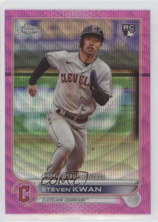 2022 Topps Chrome Update Rookie Debut Pink Wave Refractor Steven Kwan 12ui