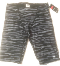 New TYR Durafast Elite Mens Swim Jammer Grey Zebra Swimwear sz 38 New Tags 144