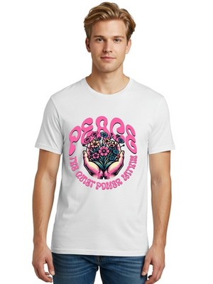 Peace Mens Graphic Tee,100% Cotton,Casual Summer Wear