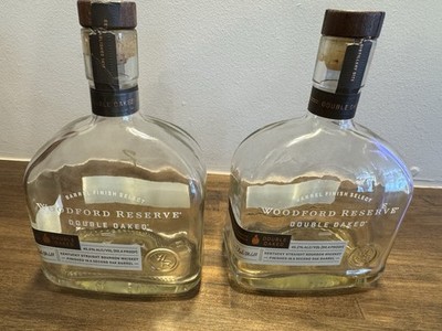 Two Woodford Reserve Double Oak UnRinsed Bourbon Bottles