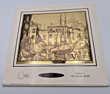 1966 Calendar - Lionel Barrymore  Little Boatyard Venice Gold Foil Etching