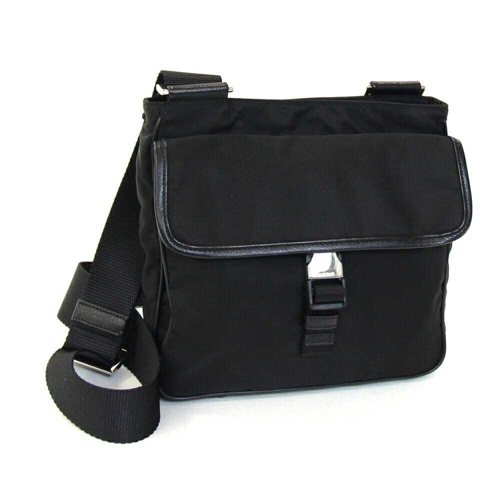 Prada Shoulder Bag Va0270 Black Nylon Leather Used Crossbody Logo Mini