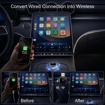 2 in 1 Pro Wireless CarPlay Adapter - True Plug & Play, Zero Cables, Auto-Connect