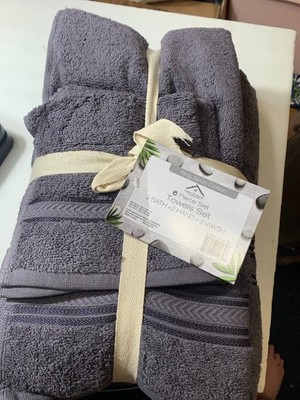 Noble House 6 Piece Gray Ring Spun Cotton Towel Set 2 Bath 2 Hand 2 Wash