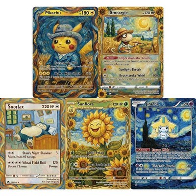 Pokemon Van Gogh Style Custom Karte Pikachu Jirachi Snorlax Smeargle Sunflora