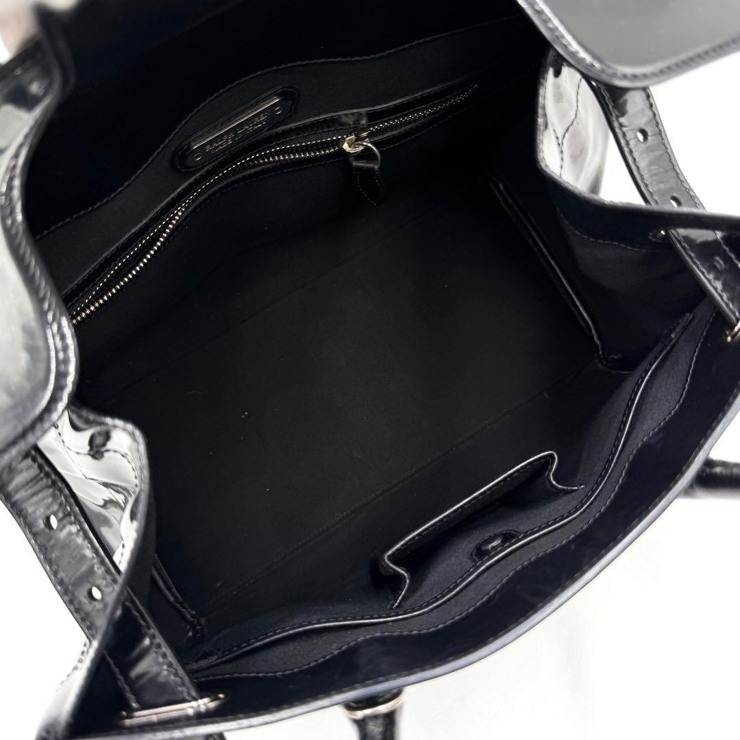 [Good Condition] Ralph Lauren Ricky Handbag Enamel Patent Black image 8