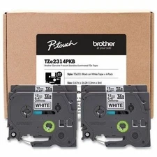 Brother International TZE2314PKB Standard Laminated Label Tape 4-Pack 0.47" x
