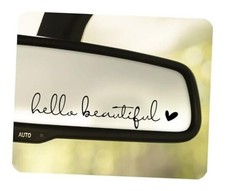 3 x Hello Beautiful Rear View Mirror Decal, Car Mirror Vinyl Decal, Black