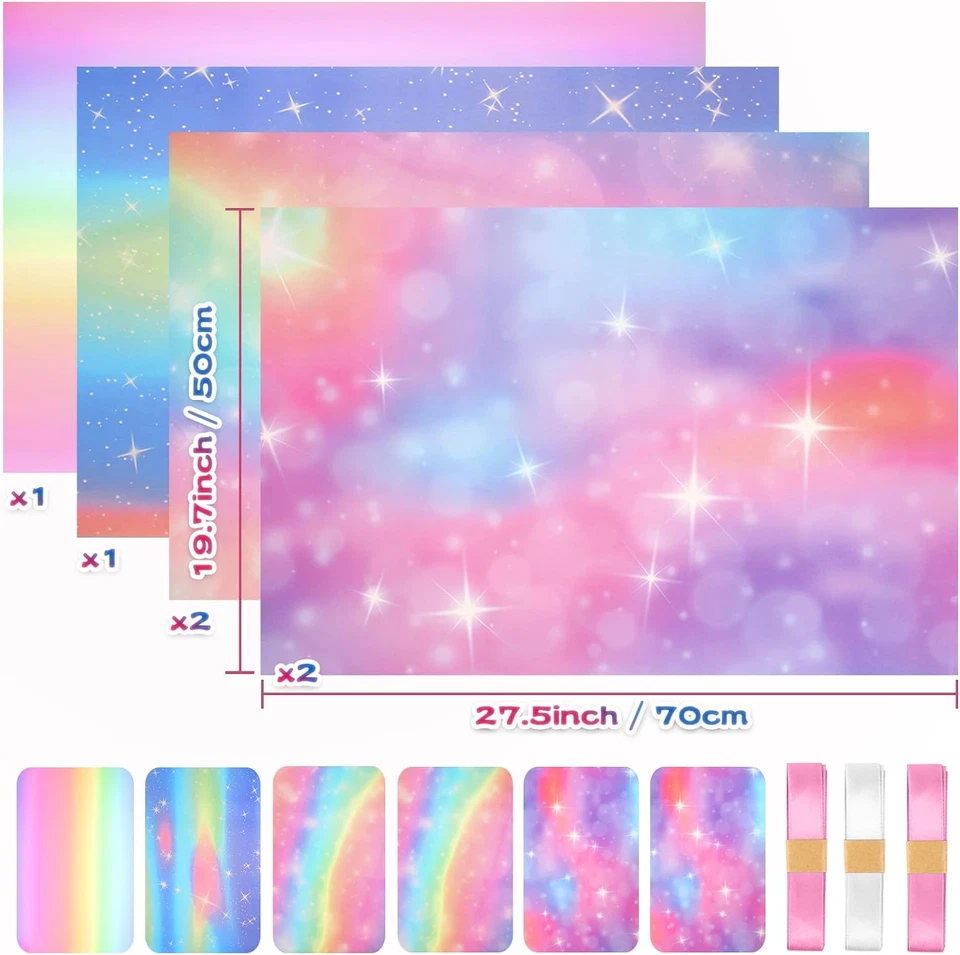 Juego de envoltura de regalo de cumpleaños para niñas, 6 hojas de papel de envolver con tema de hadas Foto 2 de 4