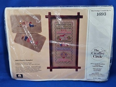 Vtg 1989 Creative Circle FAMILY SAMPLER #1693 X Stitch Kit House Bluebirds NEW
