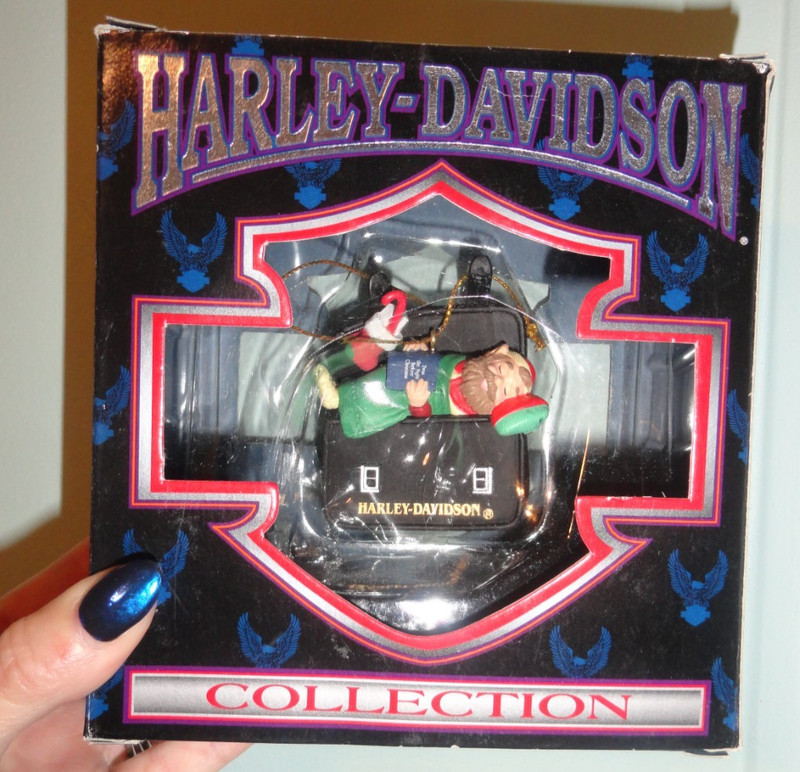Harley-Davidson Collection Ornament Elf on Saddlebag Sleeping