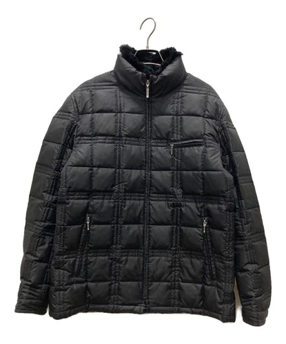 Burberry Black Label Nova Check Lined Rabbit Fur Down Jacket Size M Black video thumbnail