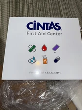 Cintas Commercial First Aid EMPTY Cabinet Metal Three Shelf w/ Door Pouches NEW