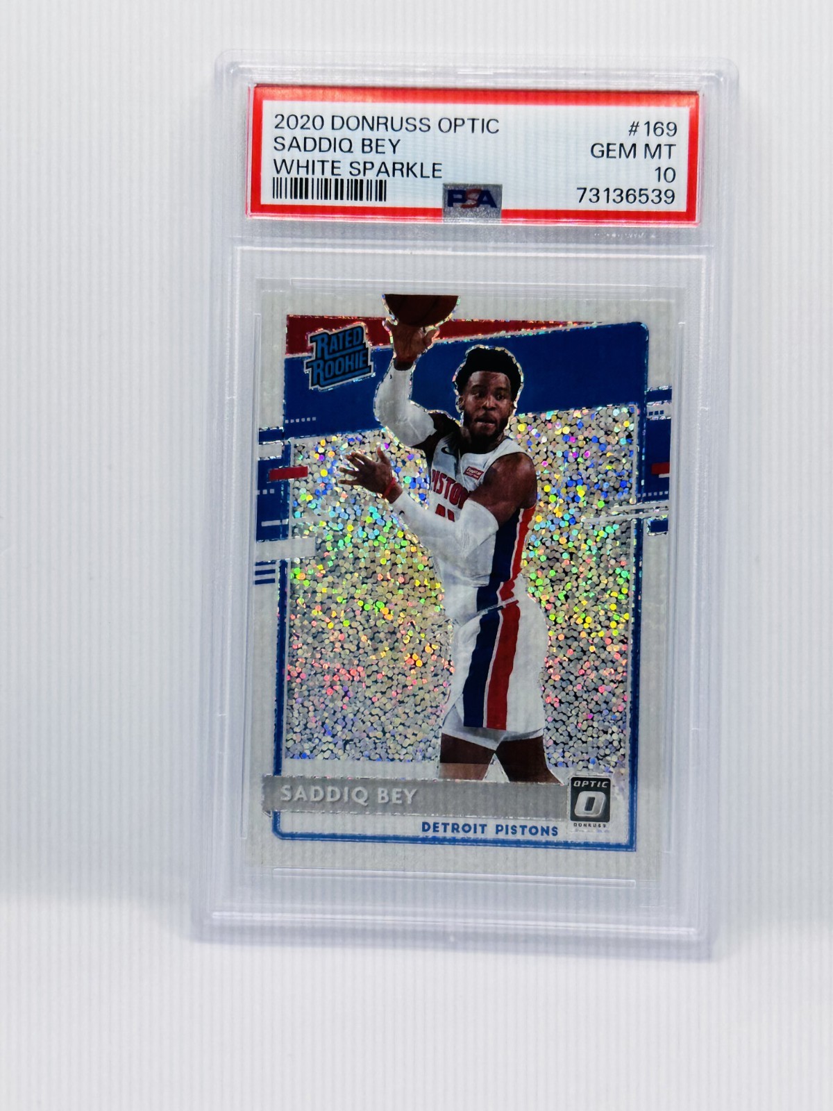 2020 Donruss Optic White Sparkle Saddiq Bey PSA 10 RC Rated Rookie #169 Prizm SP