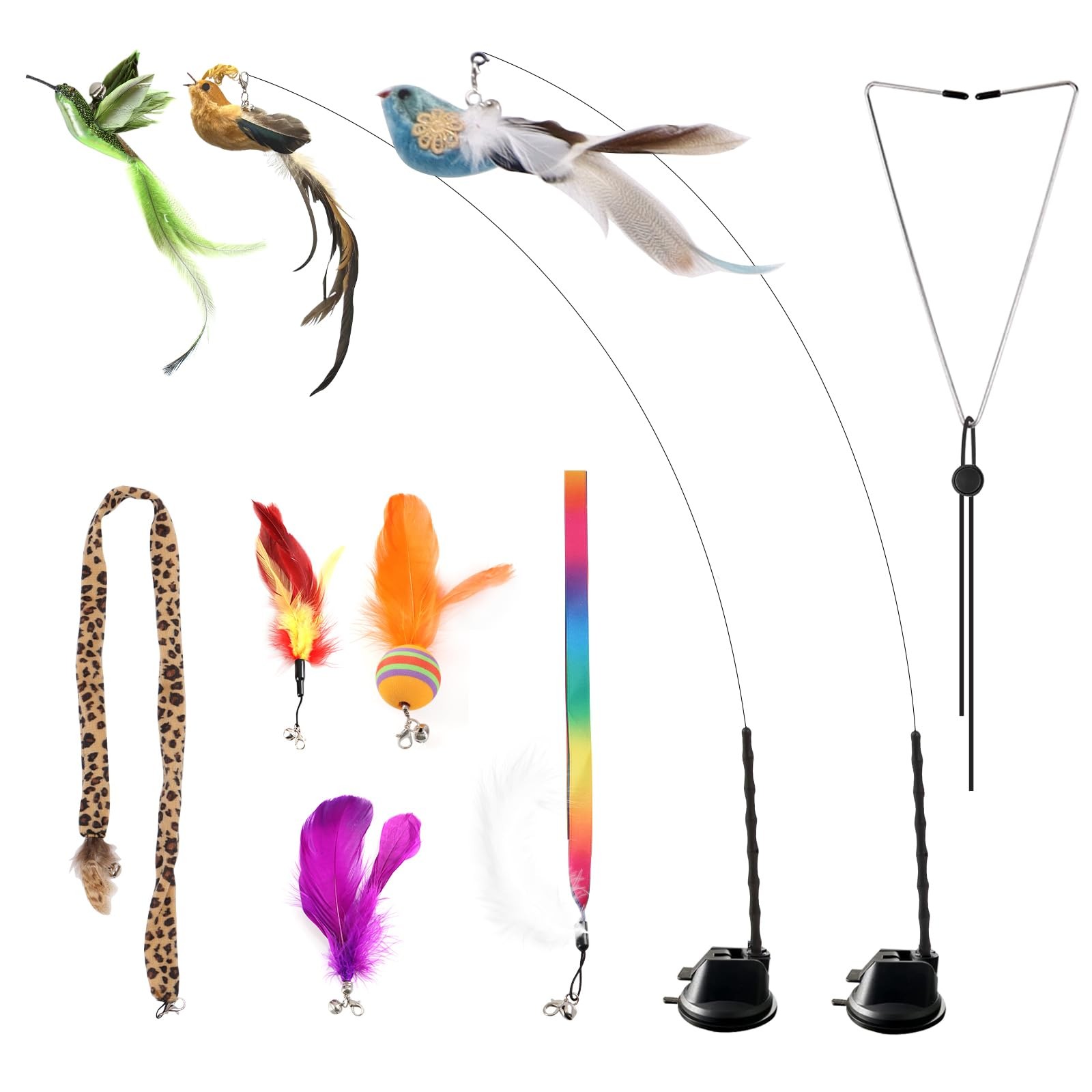 Suction Cup Bird Feather Teaser Cat Toy