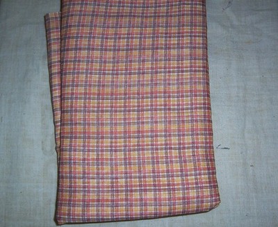 1940's Lightweight Cotton Plaid Fabric Early Solmon Color 1 yd 34'' by 35W