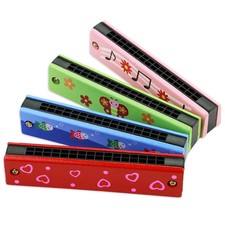 Children's Harmonica, Wooden Musical Instrument Toy for Kids, 16 Holes Beginner