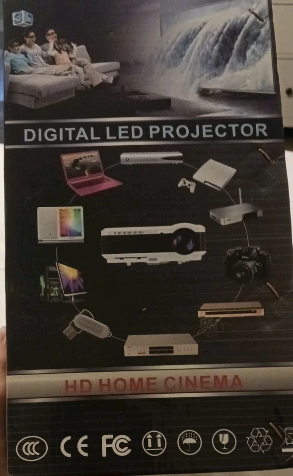 Digital LED Projector Android HD Image LCD HDMI VGA USB (in original box) - Image 2 of 4