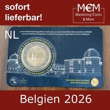 ### 2 EURO &euro; BELGIEN 2026 STERNWARTE / GEOGRAFISCHES INSTITUT COINCARD NL ###
