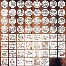 62 PCS Inspirational Word Stencils, 3 inch Motivational Stencils Reusable Chr...