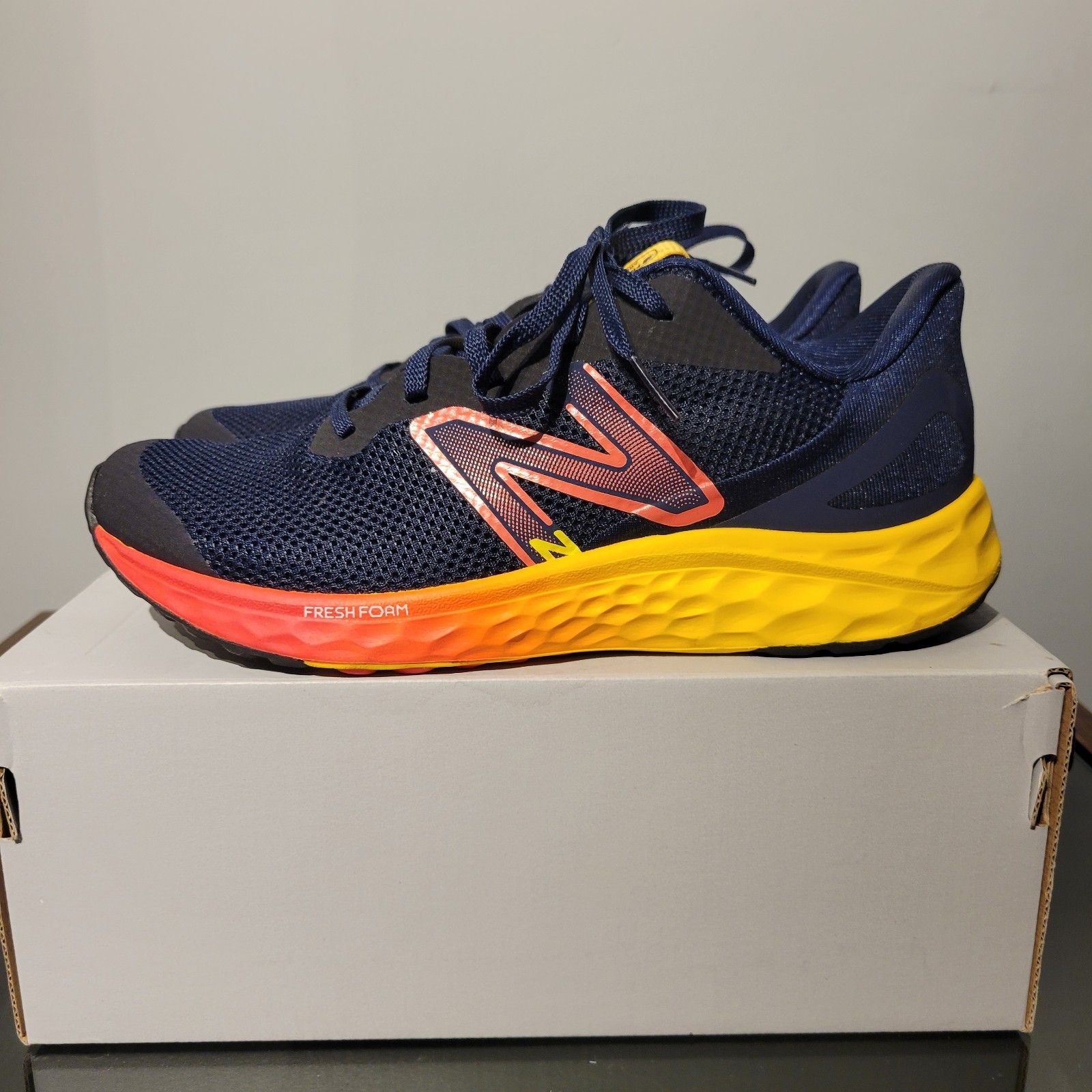 SAOLA Taglia 5 5Y Scarpe New Balance Fresh Foam Blu Navy Arancione Giallo