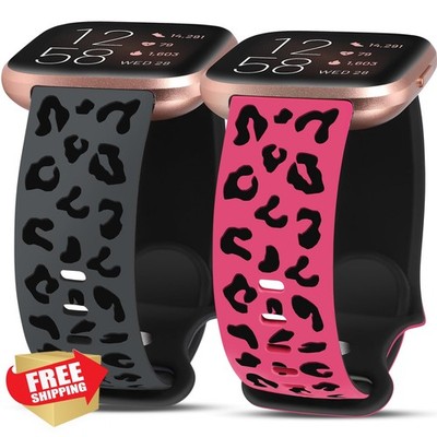 Minyee Leopard Fitbit Versa 2 Band, Silicone, Cheetah
