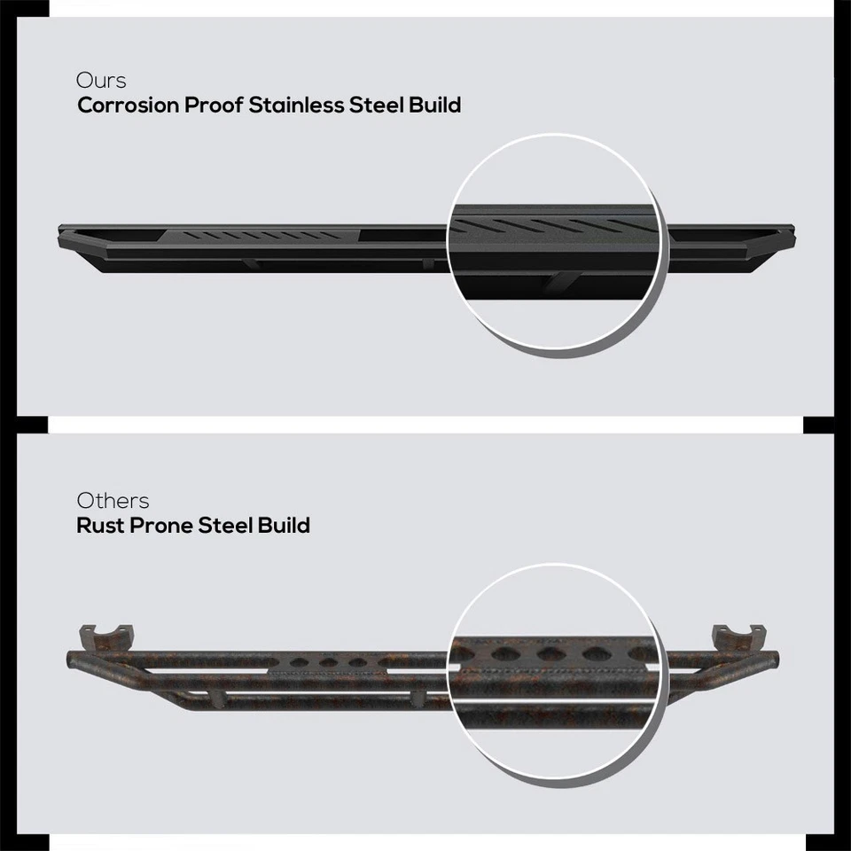 Balancín híbrido HD Ridez escalones acero inoxidable blindado ajuste 04-14 Ford F150 Super Cab Foto 3 de 4