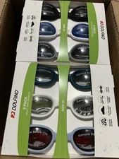 10 Packs!! DOLFINO 3 PACK ADULT SWIM GOGGLES UNISEX-30 Total Goggles!
