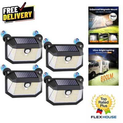 Ultra-Bright 800LM Magnetic Solar Lights for RV - 178 LEDs with Motion Sensor