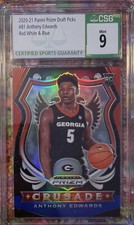 2020-21 Panini Prizm Draft Picks Anthony Edwards #81 Red White Blue Prizm CSG 9