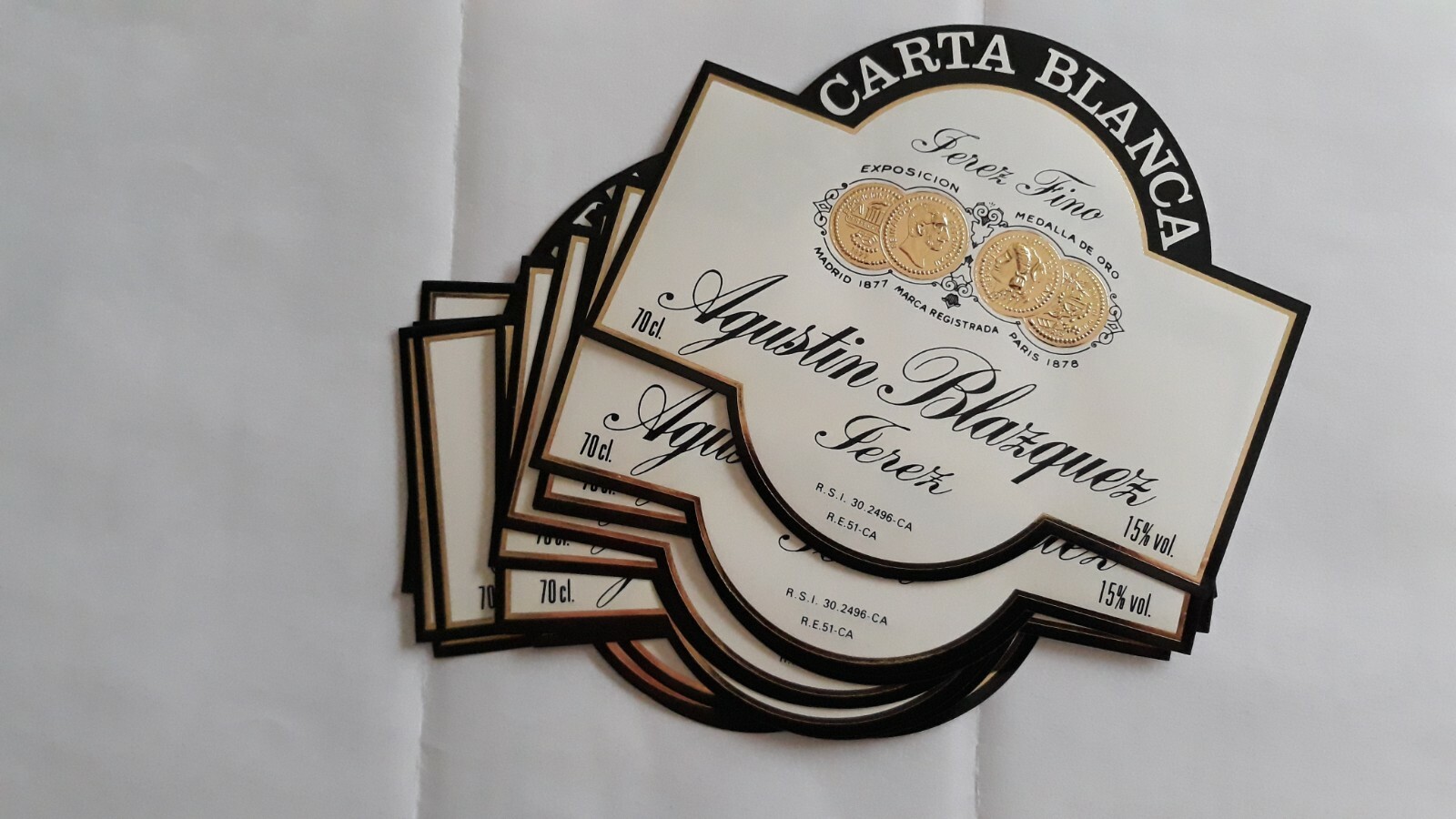 16 etiquetas de botella de vino de jerezcarta blanca agustin blazquez impecables