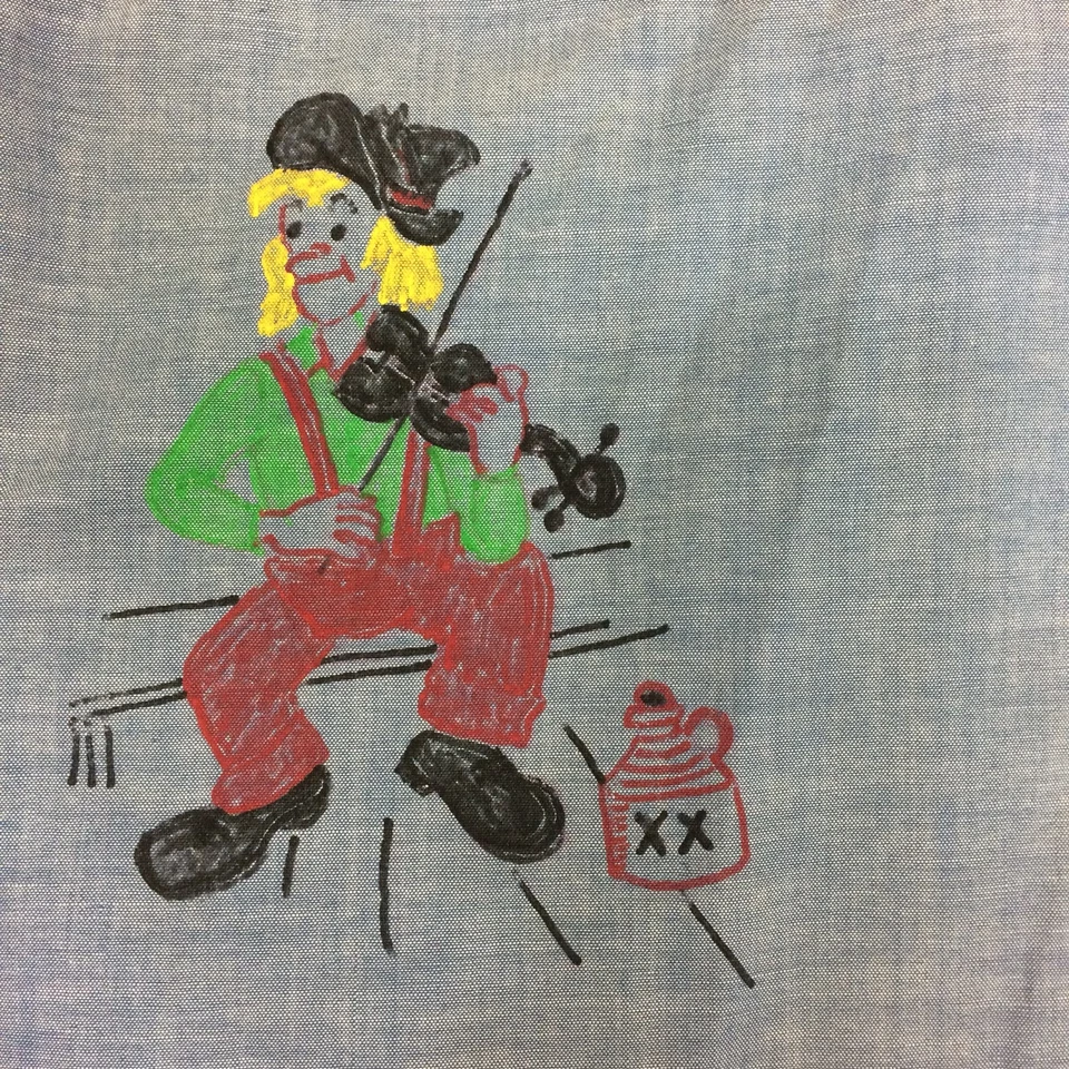 DICKIES Vtg 40 50's Men CHAMBRAY Hand Painted AMERICANA HILLBILLIES ART Shirt M - Image 2 of 4