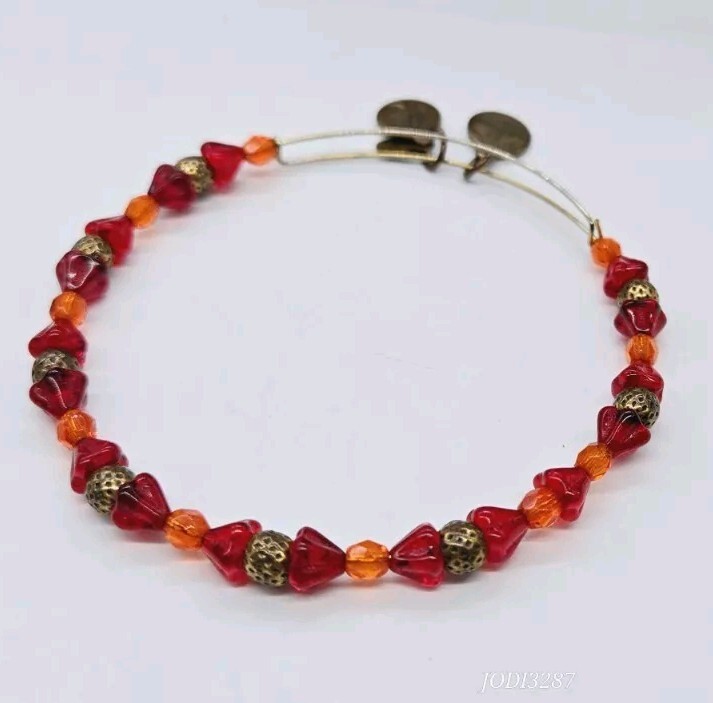 Alex and Ani Energy Mosaic Hyacinth Red/Orange Beaded Gold Tone