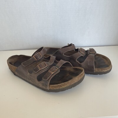 Birkenstock Florida Oiled Tobacco Brown Leather Sandals Size 39