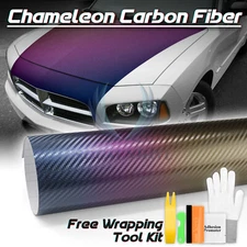 Chameleon 3D Carbon Fiber Matte Purple Blue Sticker Decal Vinyl Wrap Sheet Film