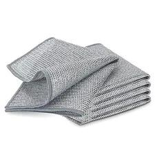 5 Pcs Double Layer Wire Dishwashing Cloth Rag Nonscratch Multipurpose Sturdy Wir