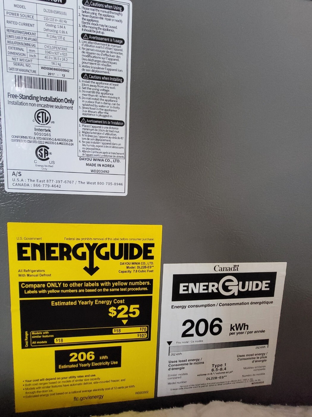 Dimchae Kimchi Refrigerator 220 L Model NO: DL22B-ESRS RETAIL PRICE ...