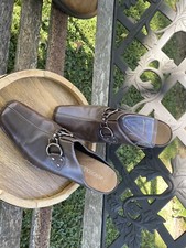 Aerosoles 8.5M Womens Clog Brown Leather Mule Heel Silver Buckle