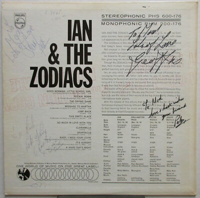 IAN & THE ZODIACS s/t 1965 US ORG MONO Promo AUTOGRAPHED LP Mersey
