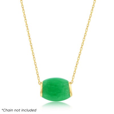 iJewelry2 - 14K Yellow Gold Oval Bead Slide Pendant - Jade