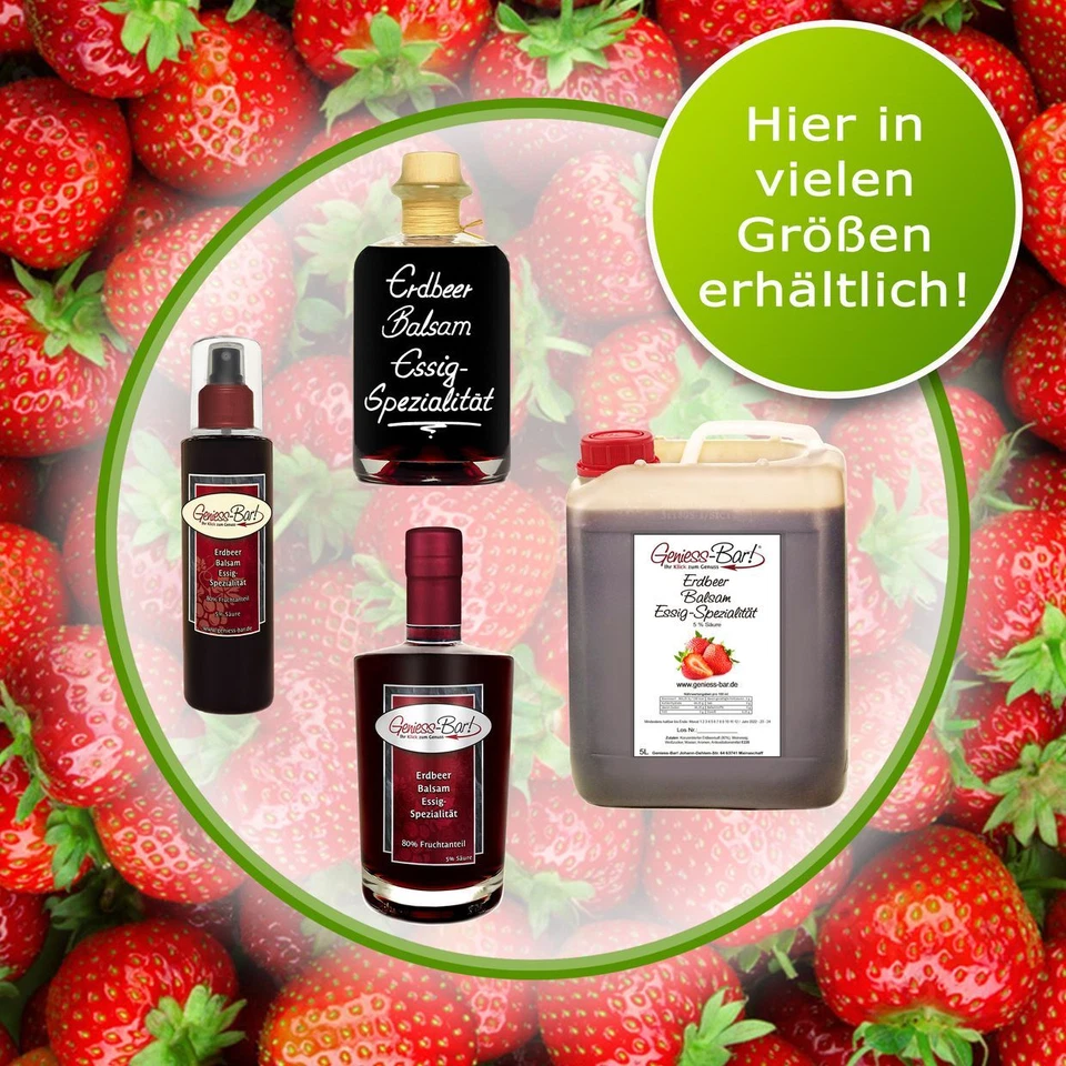 Erdbeer Balsam Essig - Spezialität 0,7L 80% Fruchtsaft vollfruchtig 5% Säure - Bild 3 von 4