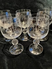 Import Assoc CASCADE Clear Etched Wine Goblets Set of 4 and a spare EUC  Perfect