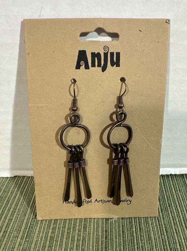 Hand Crafted Artisan Style Dangly Pierced Earrings - New on Cards