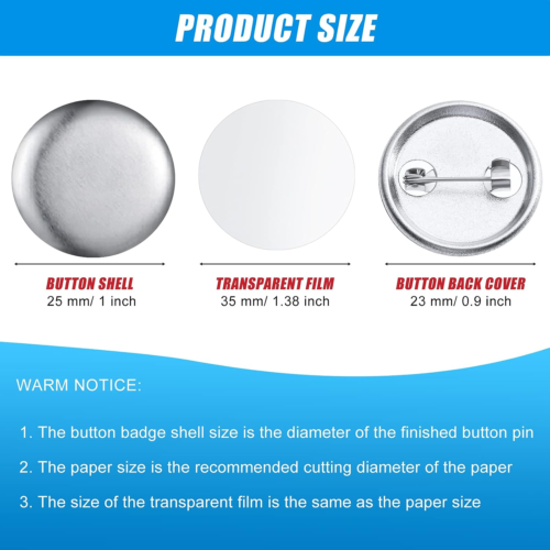 300 Pieces Blank Button Making Supplies round Badge Button Parts Metal Button Pi - Picture 3 of 12
