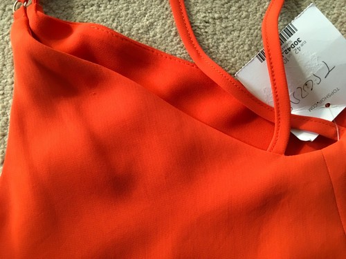 Topshop orange mini slip dress strappy v-neckline size 14 Tall NWT. - Picture 9 of 13